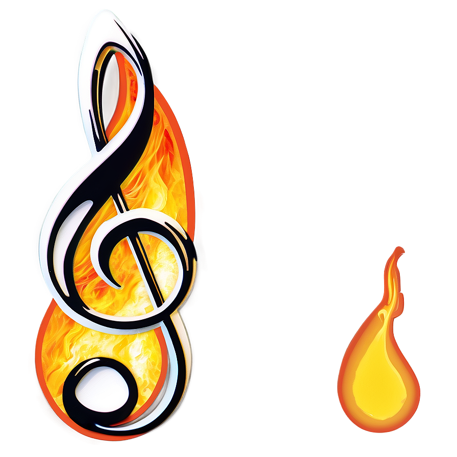 G Clef In Fire Design Png 91 PNG Image