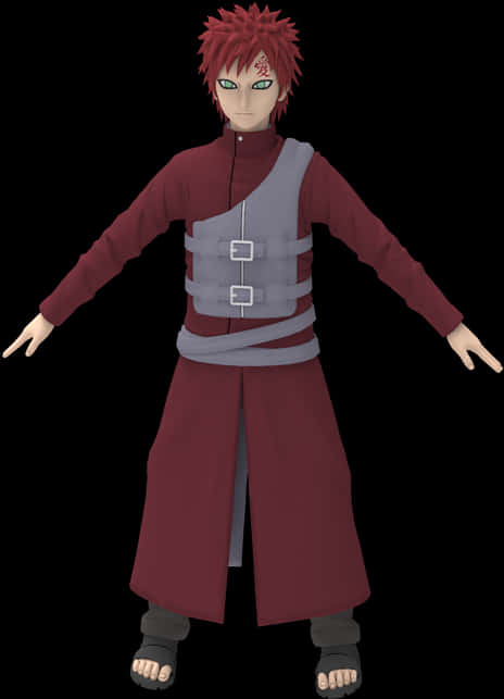 Gaara Naruto3 D Model Standing PNG Image