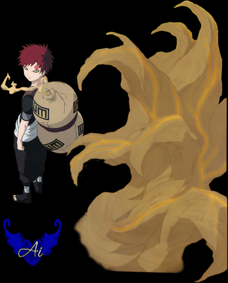 Gaara Sand Control Art PNG Image