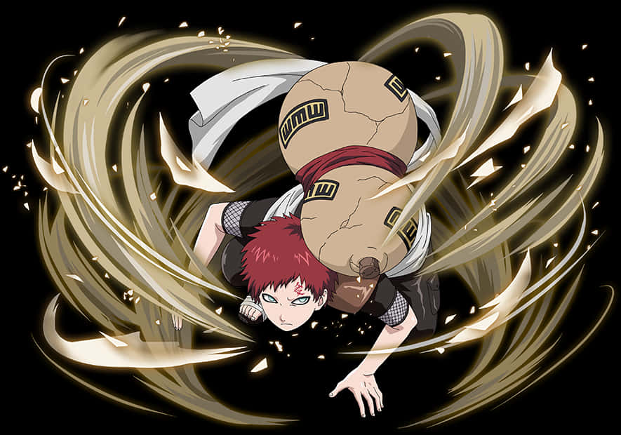 Gaara Sand Defense Anime Artwork PNG Image