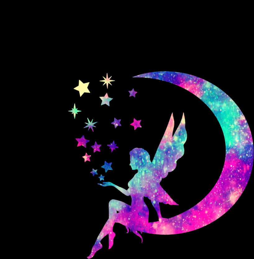 Galactic Fairy On Moon PNG Image