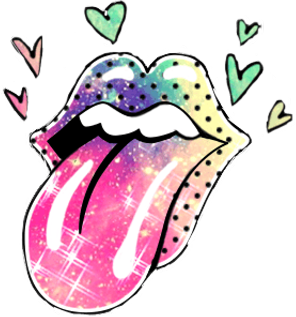 Galactic Tongue Sticker Art PNG Image