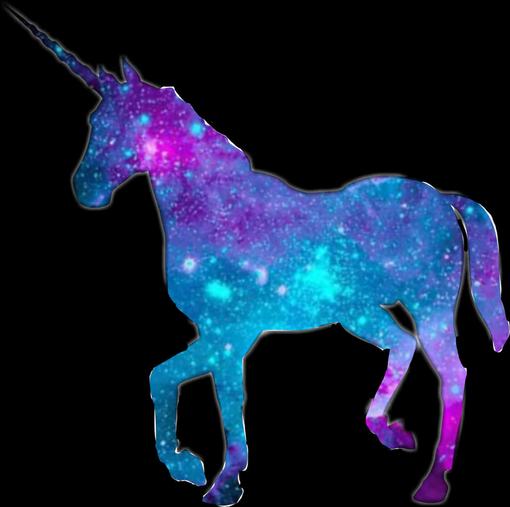 Galactic Unicorn Silhouette PNG Image