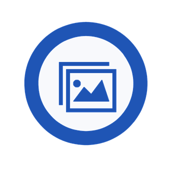 Gallery Icon Blue Circle Background PNG Image