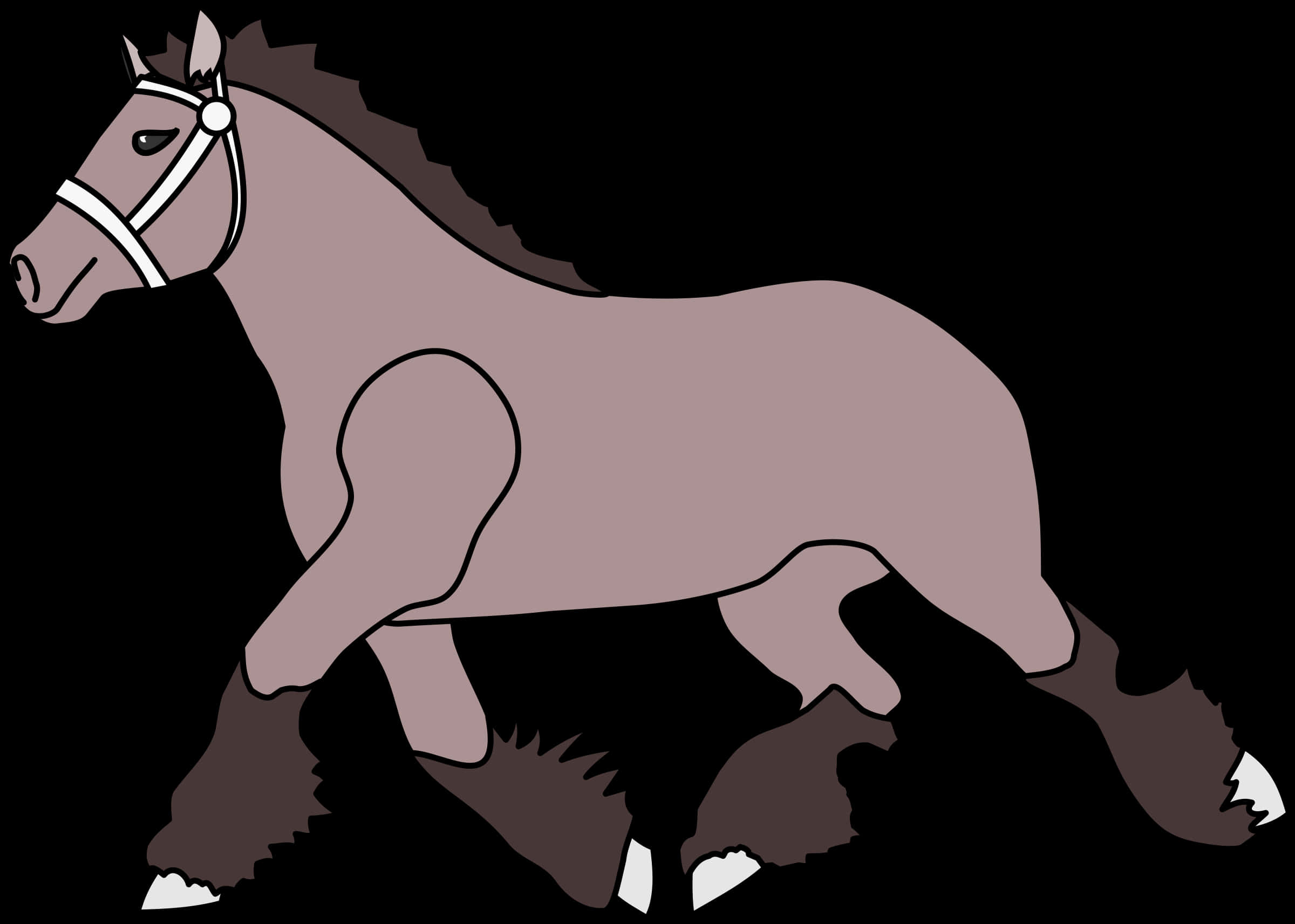 Galloping Brown Horse Cartoon PNG Image