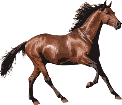 Galloping Brown Horse Illustration PNG Image