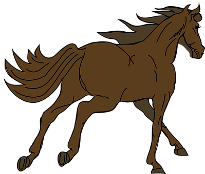 Galloping Brown Horse Silhouette PNG Image