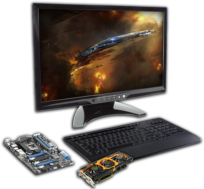 Gaming P C Components Space Game Monitor PNG Image