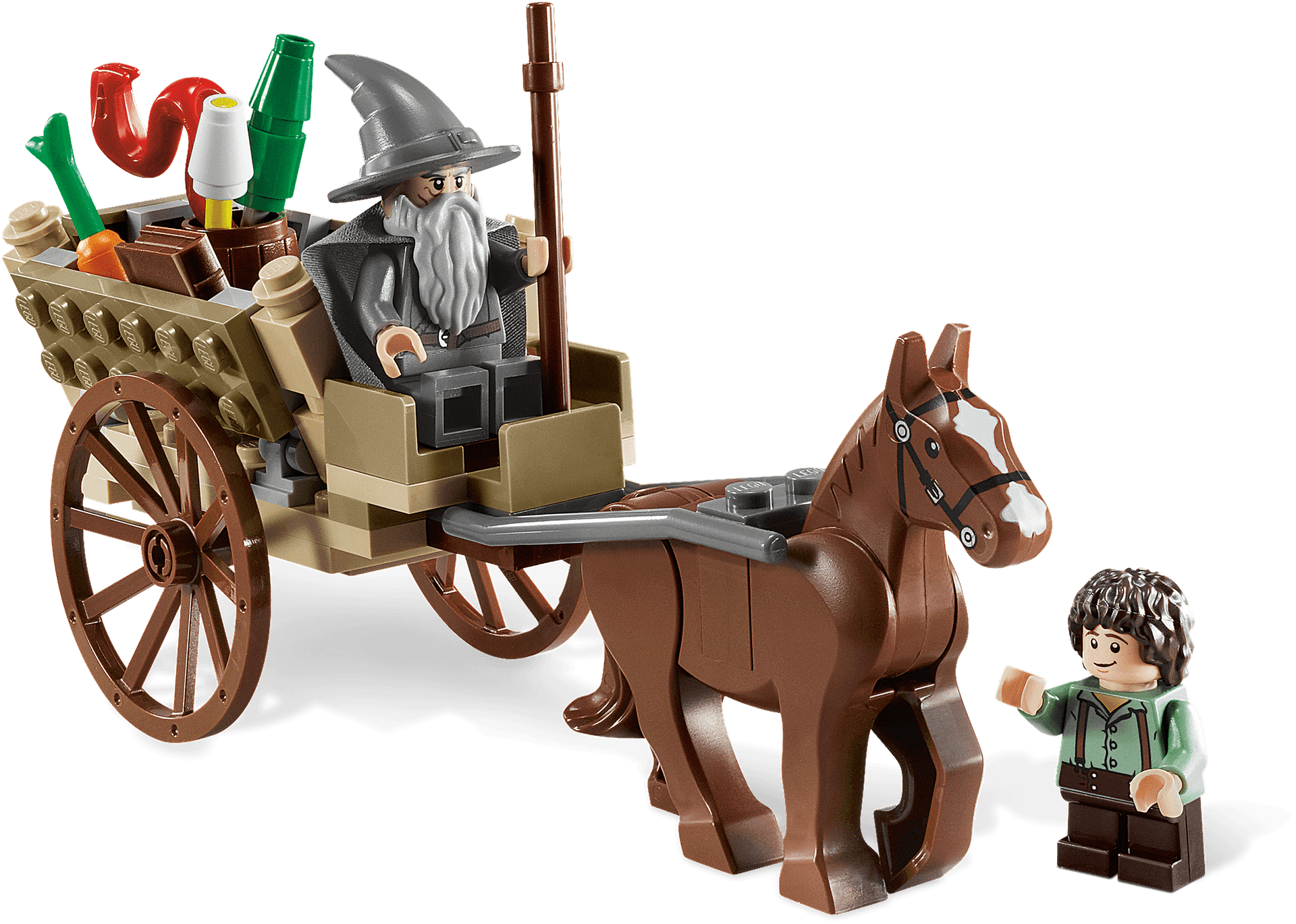 Gandalfand Frodo L E G O Cart Adventure PNG Image