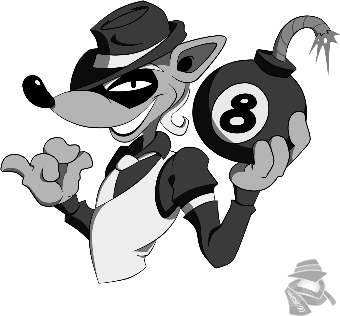 Gangster Wolfwith Eight Ball Bomb PNG Image