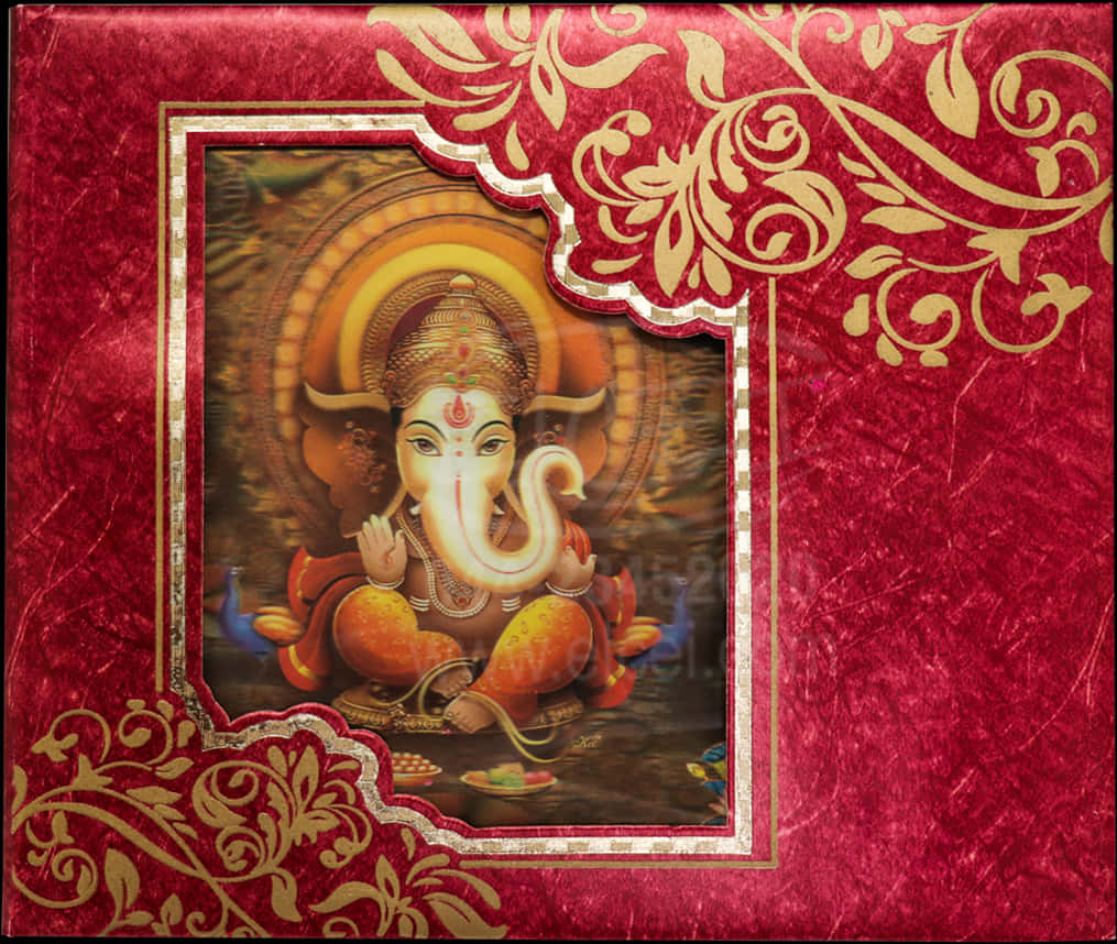 Ganpati Decorative Art Frame PNG Image