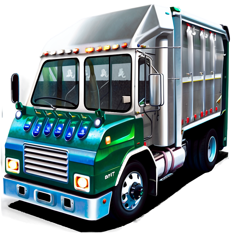 Garbage Truck With Lights Png Hnp PNG Image