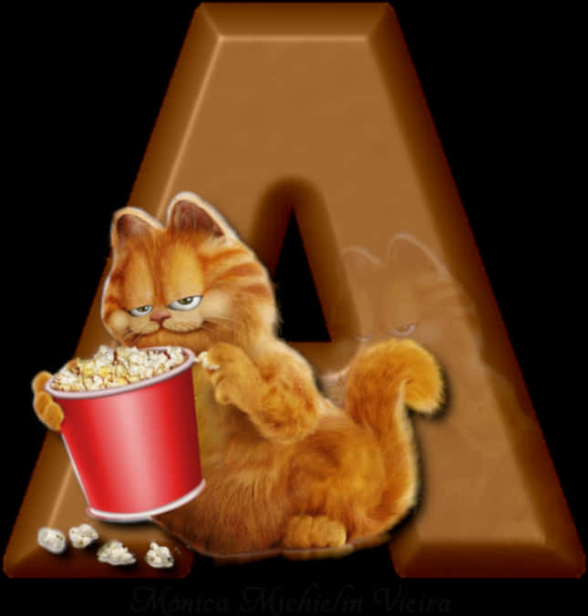 Garfield_ Enjoying_ Popcorn_ Artwork PNG Image