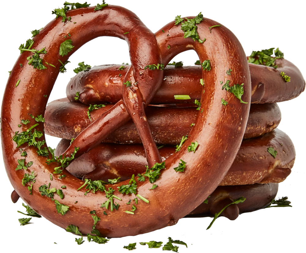 Garnished Soft Pretzels Stacked PNG Image