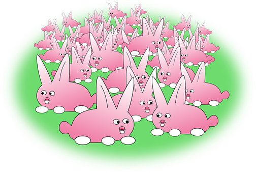 Gatheringof Cartoon Bunnies PNG Image