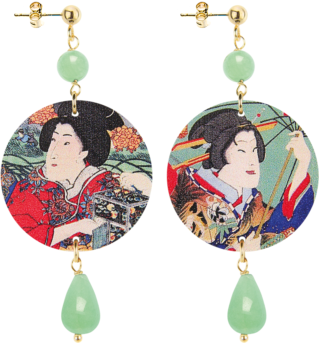 Geisha Art Earrings PNG Image