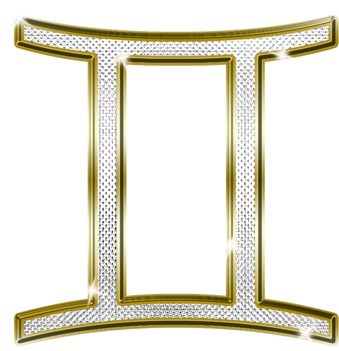 Gemini Zodiac Symbol Golden Design PNG Image