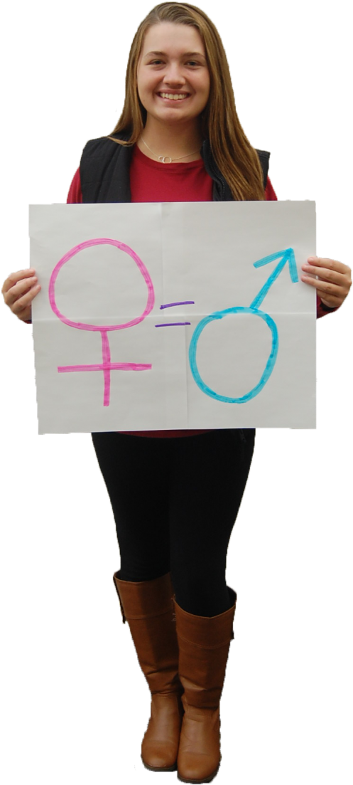 Gender Equality Sign Heldby Woman PNG Image