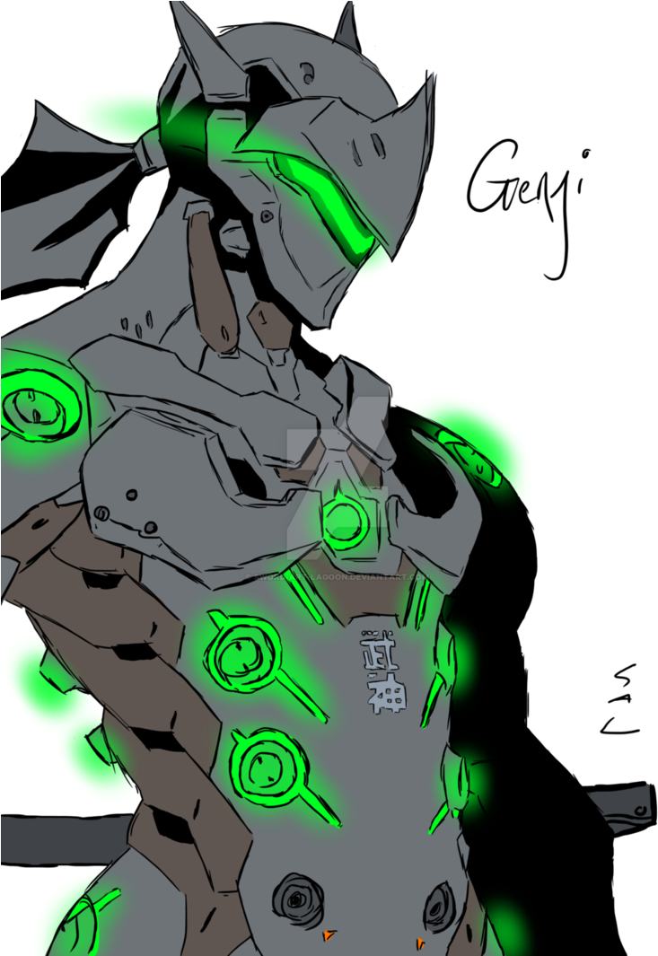 Genji Cybernetic Ninja Artwork PNG Image