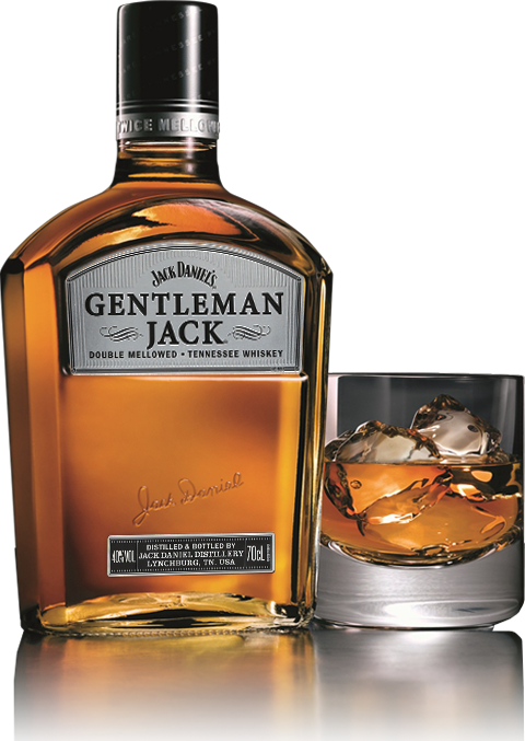 Gentleman Jack Whiskey Bottleand Glass PNG Image