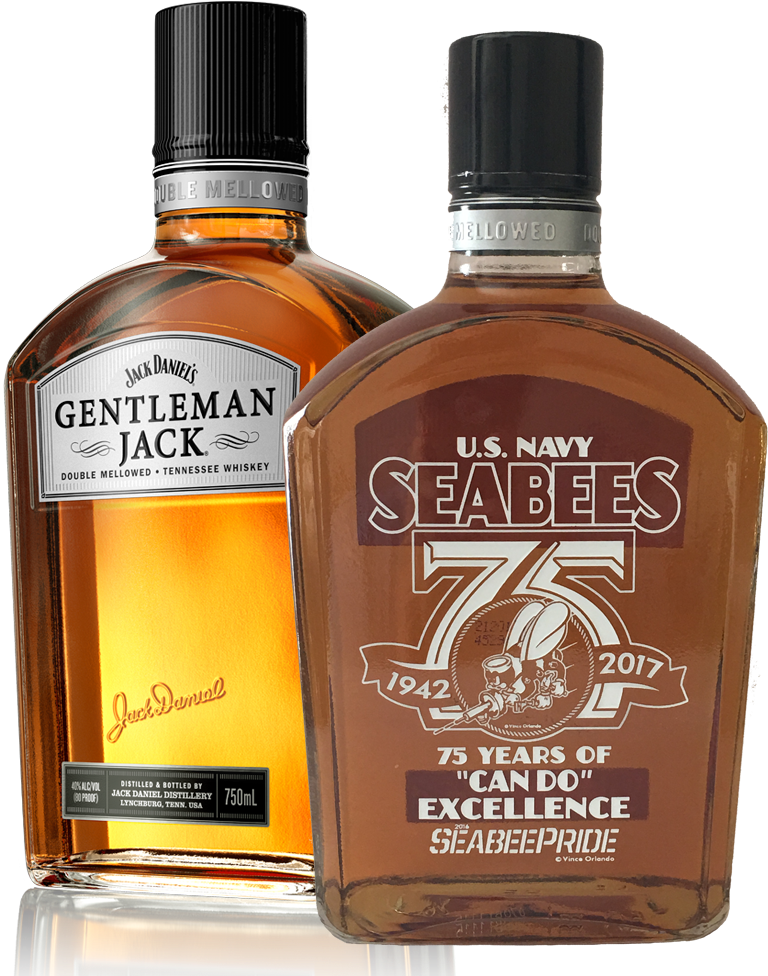 Gentleman Jackand Seabees Whiskey Bottles PNG Image