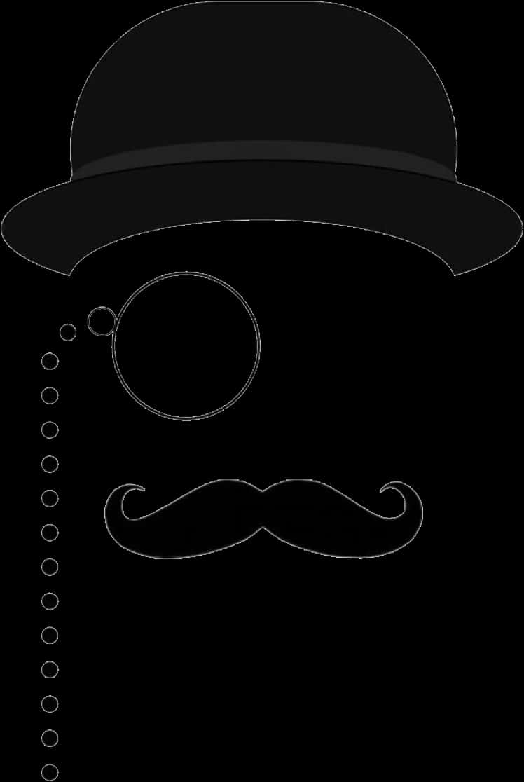 Gentleman Silhouettewith Monocleand Bowler Hat PNG Image