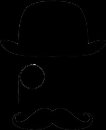 Gentleman Silhouettewith Monocleand Top Hat PNG Image