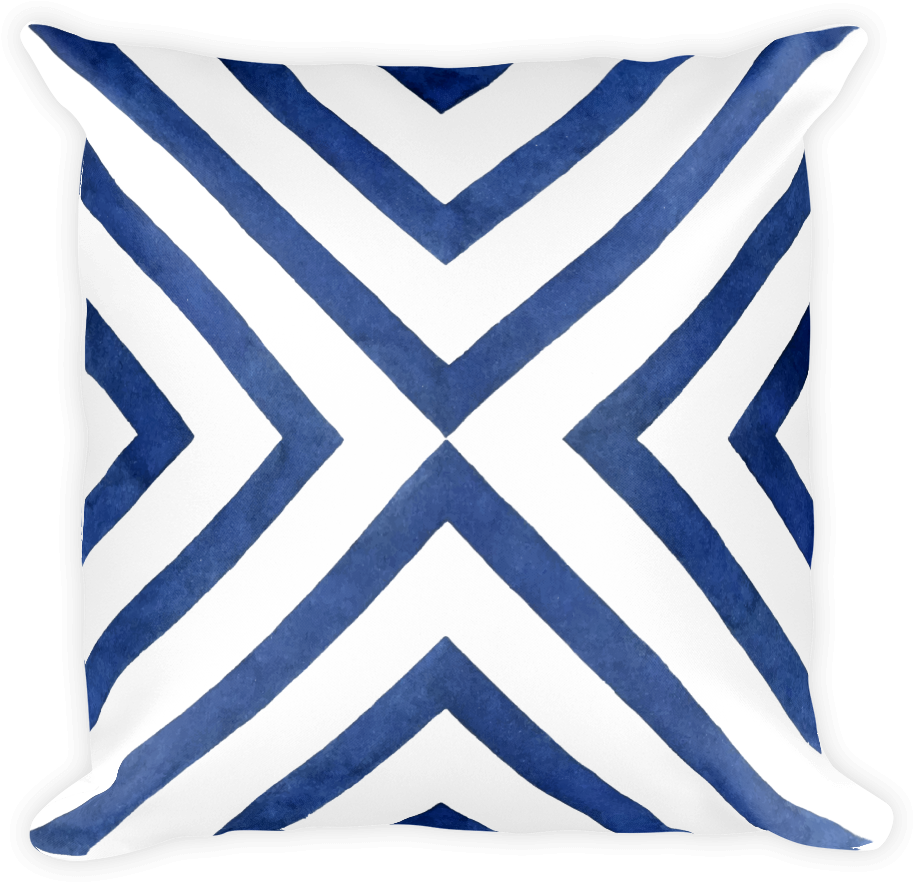 Geometric Blueand White Pillow Design PNG Image