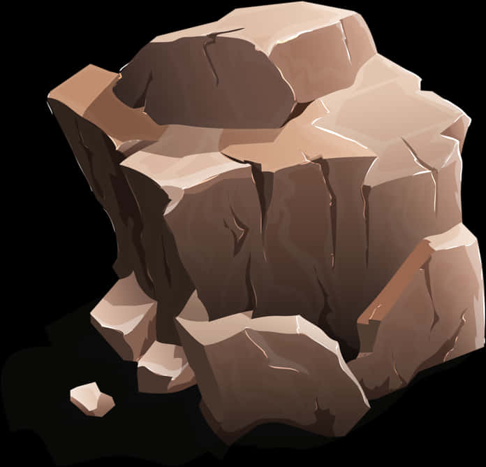 Geometric Boulder Illustration PNG Image