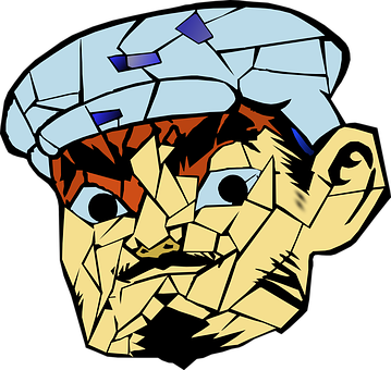 Geometric Cubist Man Portrait PNG Image