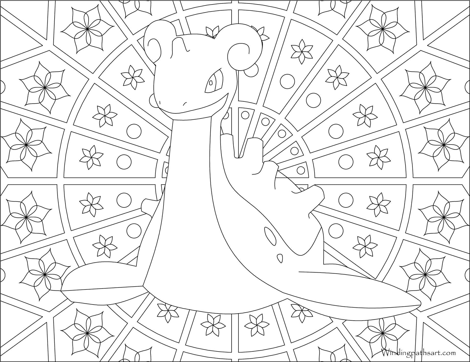 Geometric Dinosaur Coloring Page PNG Image