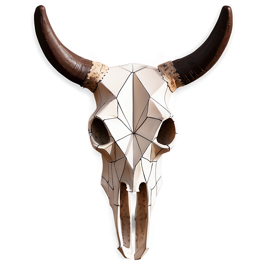 Geometric Longhorn Skull Pattern Png Kwe53 PNG Image