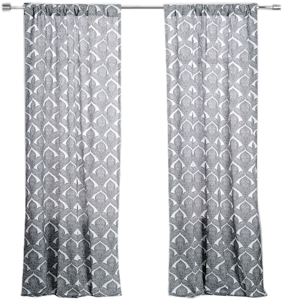 Geometric Pattern Grey Curtains PNG Image