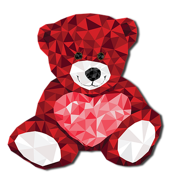 Geometric Valentine Teddy Bear PNG Image