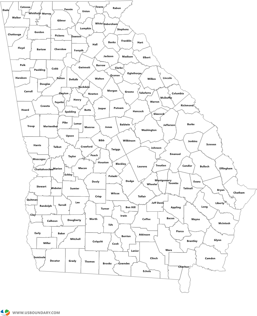 Georgia County Map PNG Image