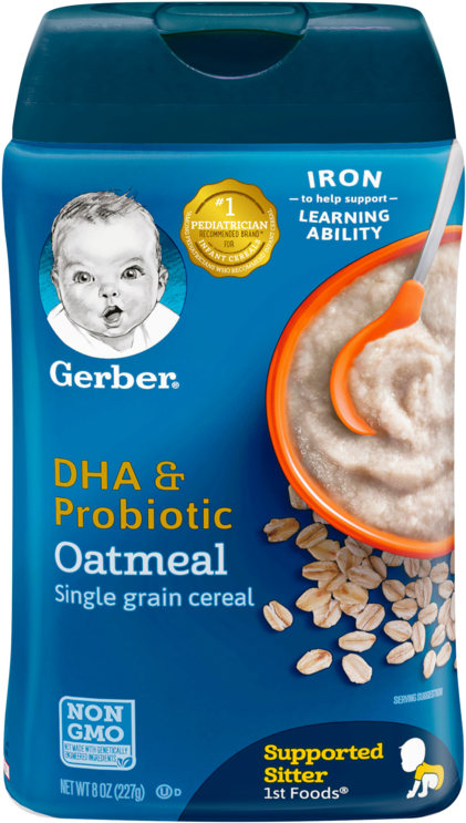 Gerber D H A Probiotic Oatmeal Cereal Package PNG Image