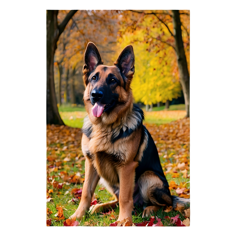 German Shepherd In Autumn Png Bfk34 PNG Image