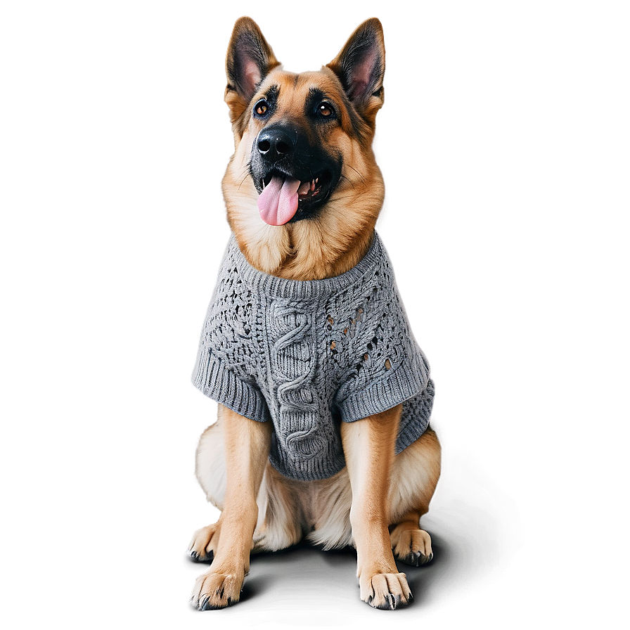 German Shepherd In Sweater Png Bmw37 PNG Image