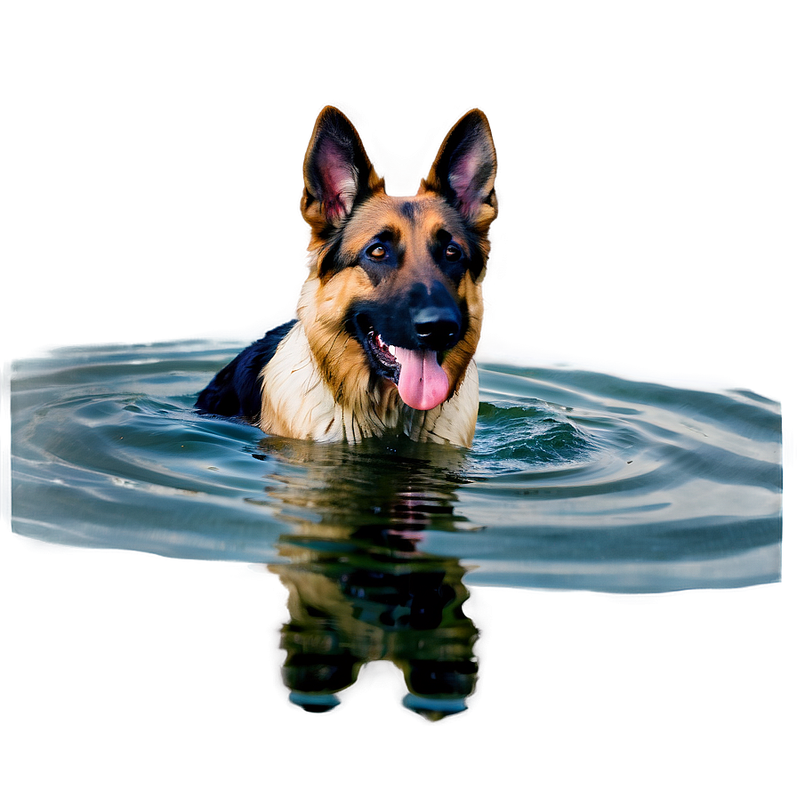 German Shepherd In Water Png Amd PNG Image