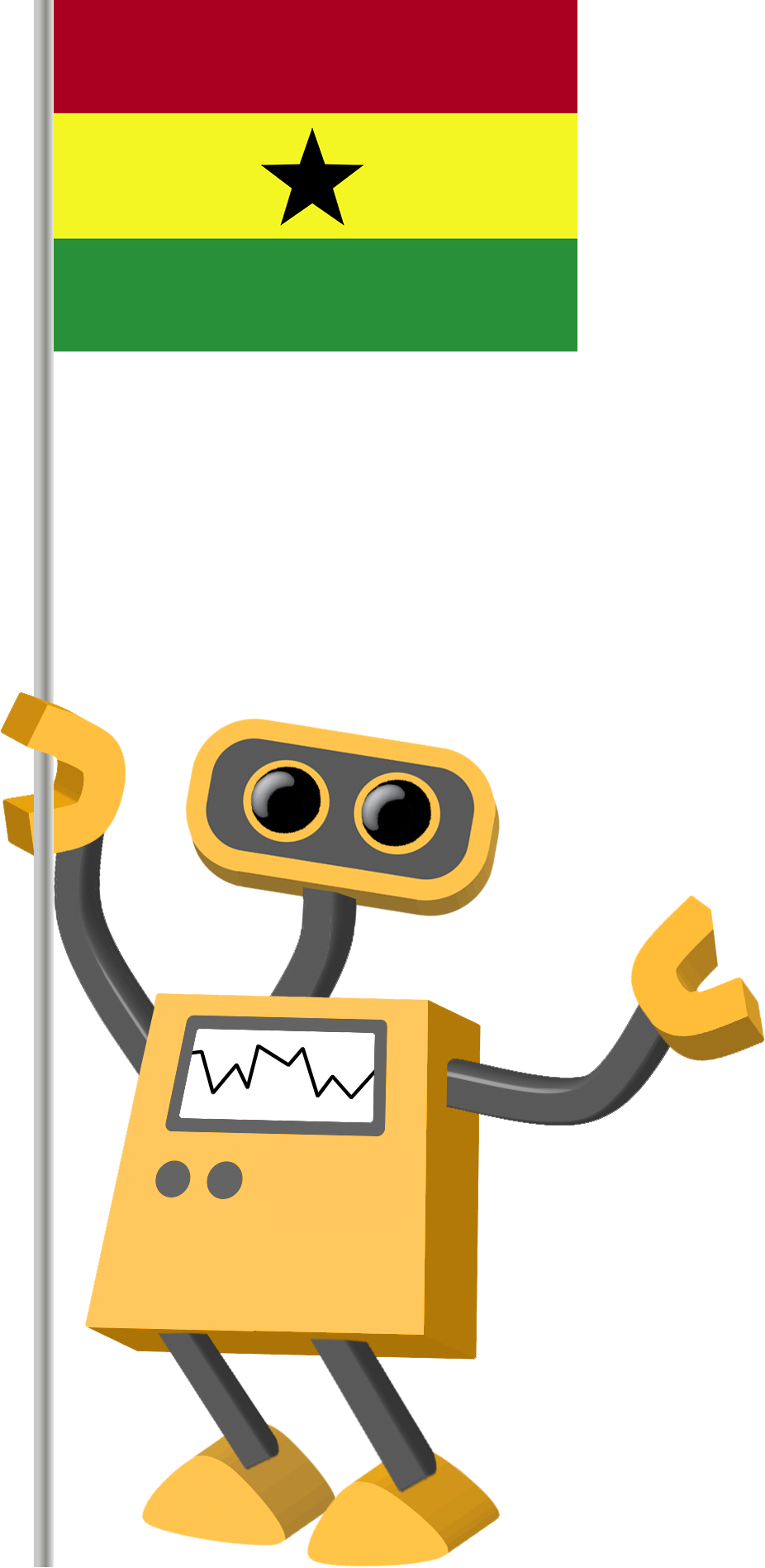 Ghanaian Flagand Cartoon Robot PNG Image