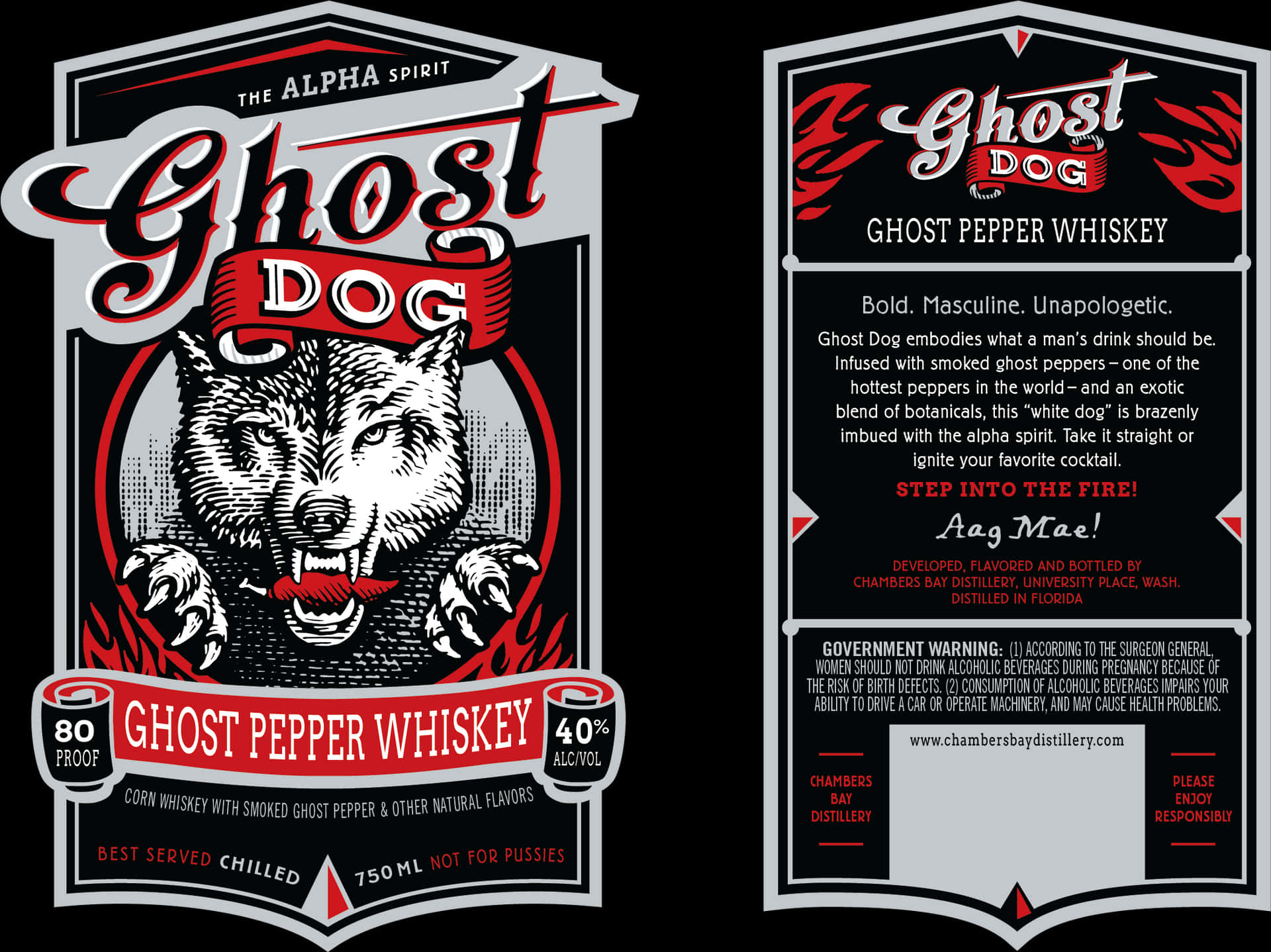 Ghost Dog Pepper Whiskey Label PNG Image