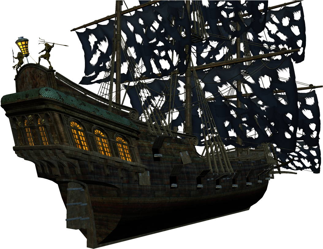 Ghostly Pirate Shipat Night PNG Image