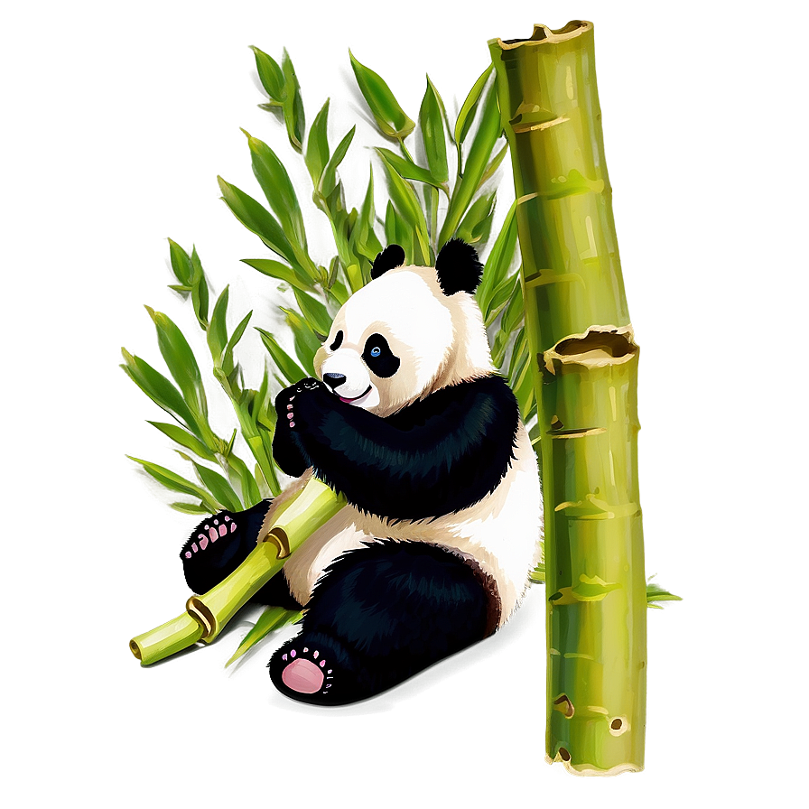 Giant Panda Eating Bamboo Png Iwj PNG Image