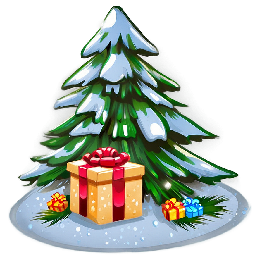 Gift Under Tree Png 96 PNG Image