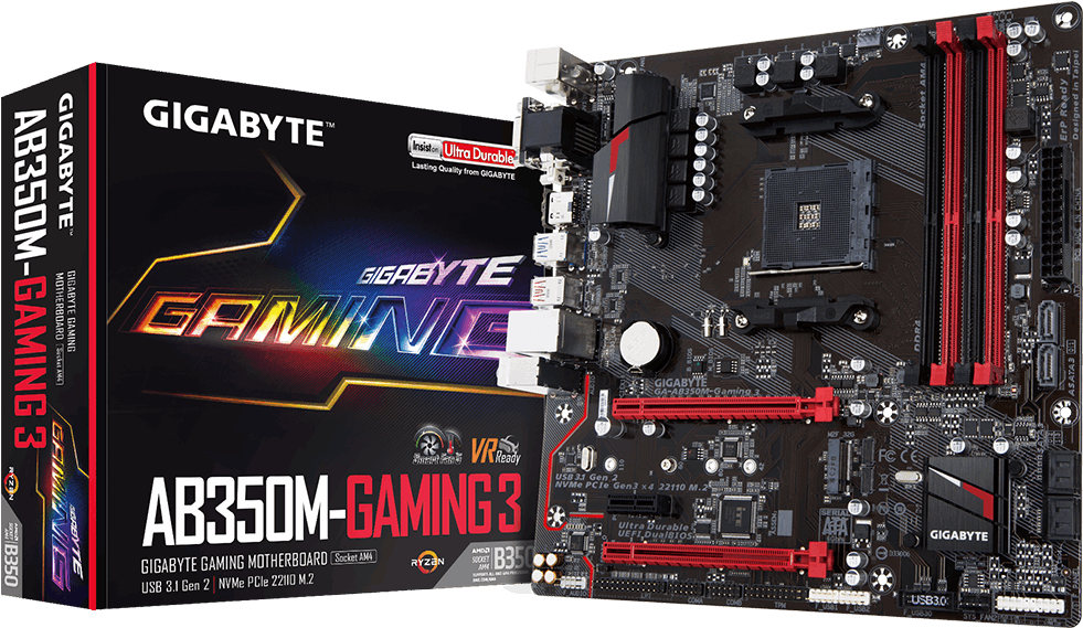 Gigabyte A B350 M Gaming3 Motherboard PNG Image