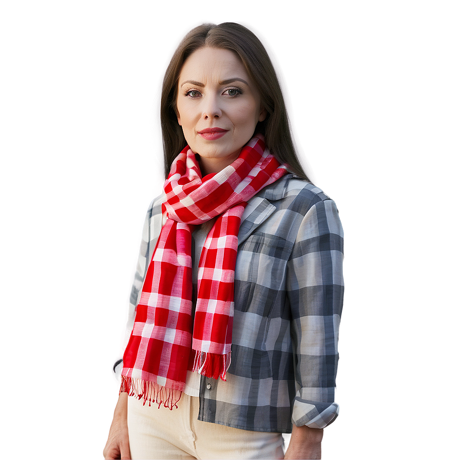 Gingham Red Scarf Png Fjv PNG Image