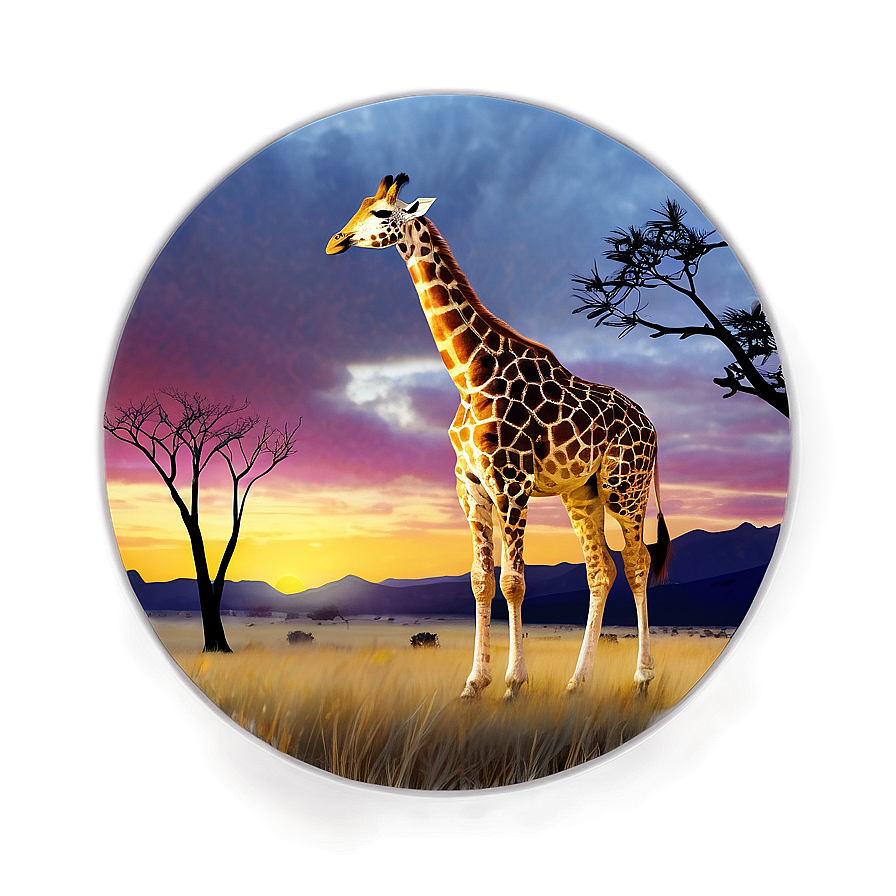 Giraffe Sunset Scene Png 91 PNG Image