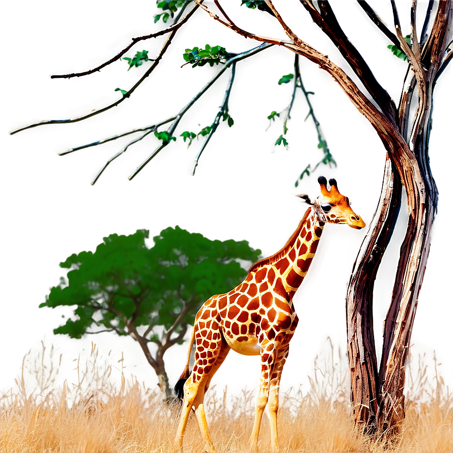 Giraffe Under Acacia Tree Png 05062024 PNG Image