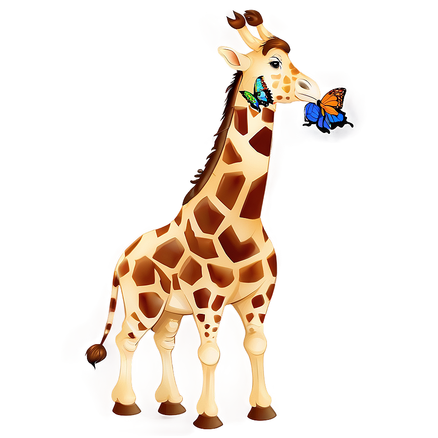 Giraffe With Butterfly Png 92 PNG Image