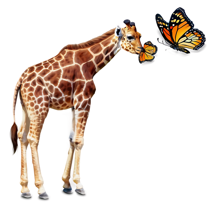 Giraffe With Butterfly Png Kyo45 PNG Image